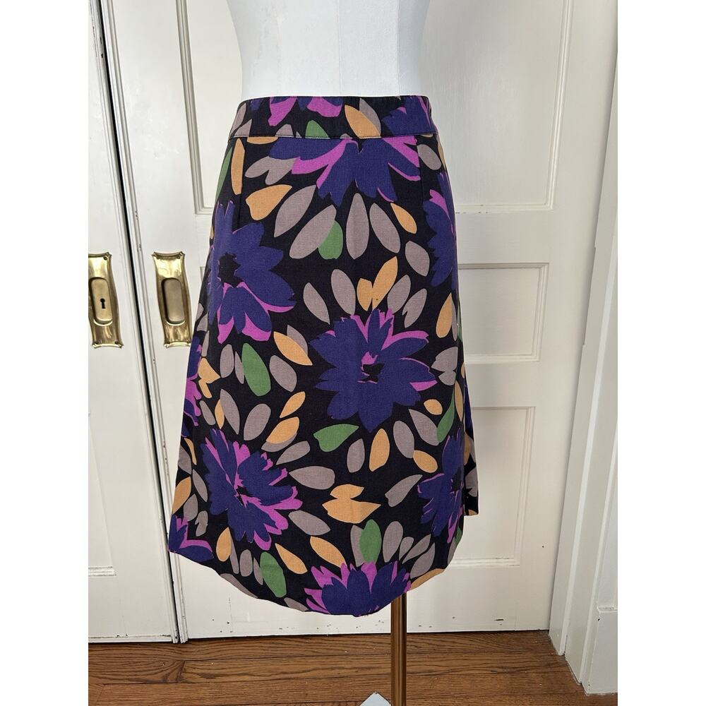 Boden Floral Cotton Pencil Skirt Womens Size 10 Purple Comfort Preppy Classic